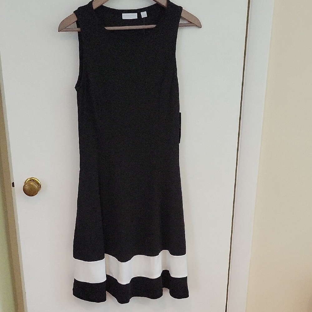 New York & Company Black and White Midi Dress